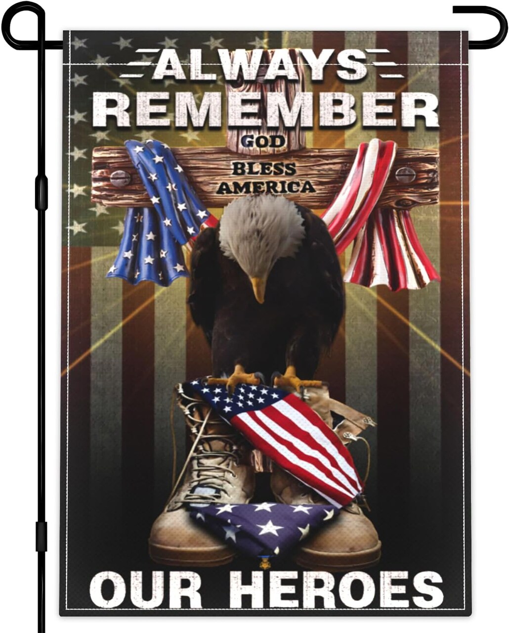 Memorial Day Garden Flag 12x18 Inch Always Remember Our Heroes Garden Flag 4th of July Independence Day